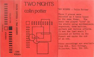 Colin Potter - Two Nights  CD (album) cover