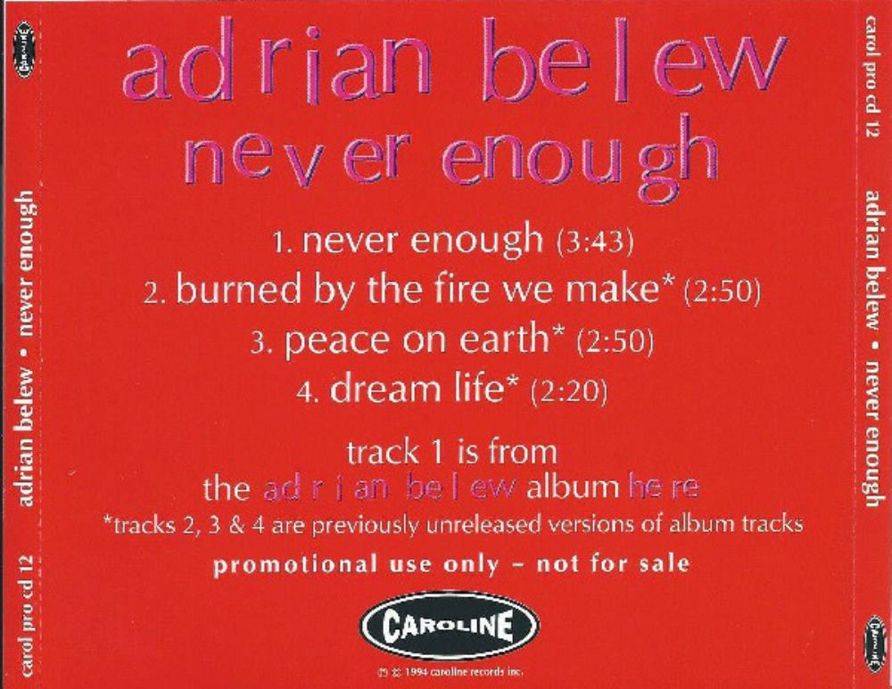 Adrian Belew - Never Enough CD (album) cover